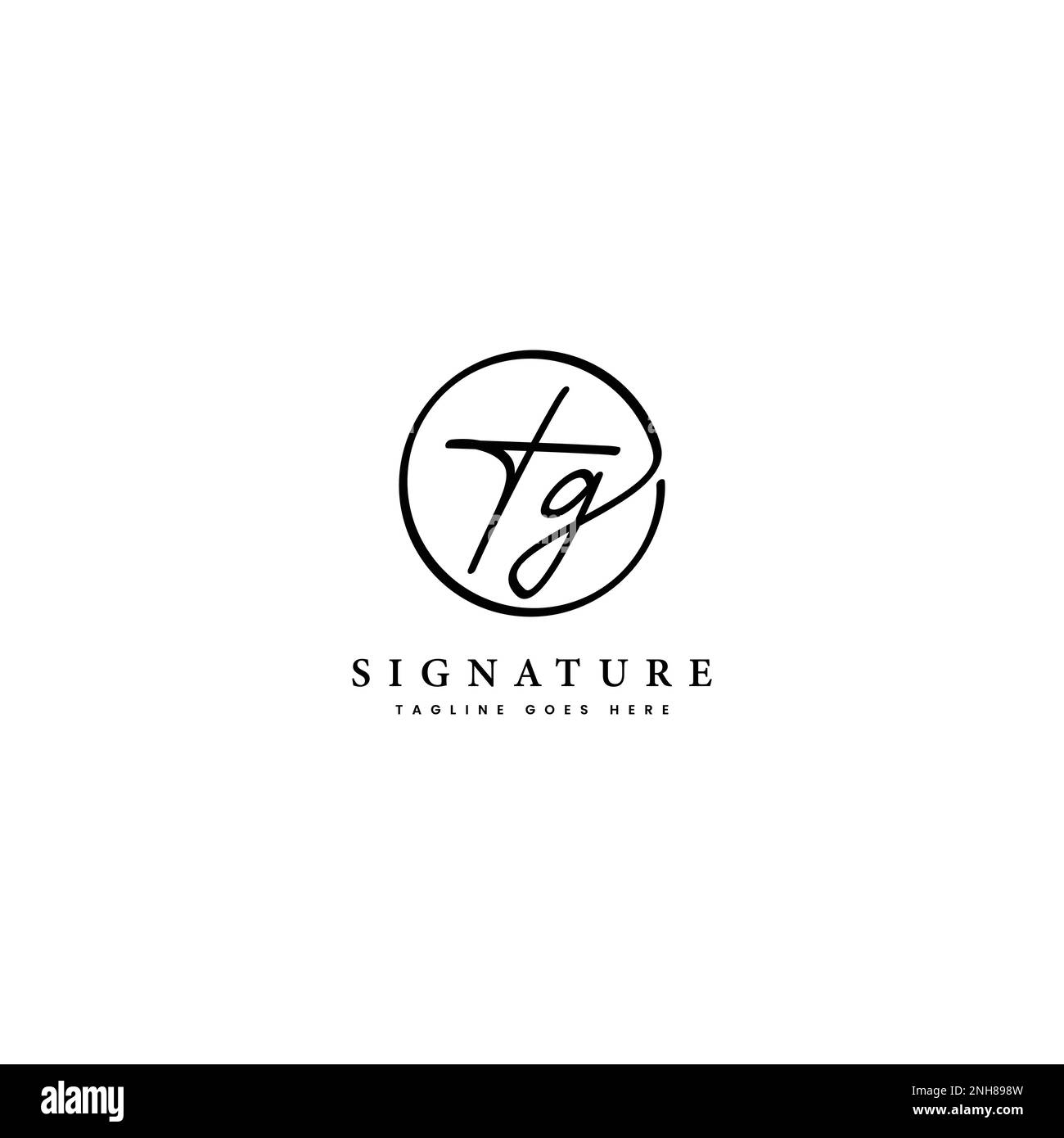 T, G, TG lettre initiale manuscrite et logo vectoriel de signature. Modèle d'entreprise en dessin au trait de forme ronde Illustration de Vecteur