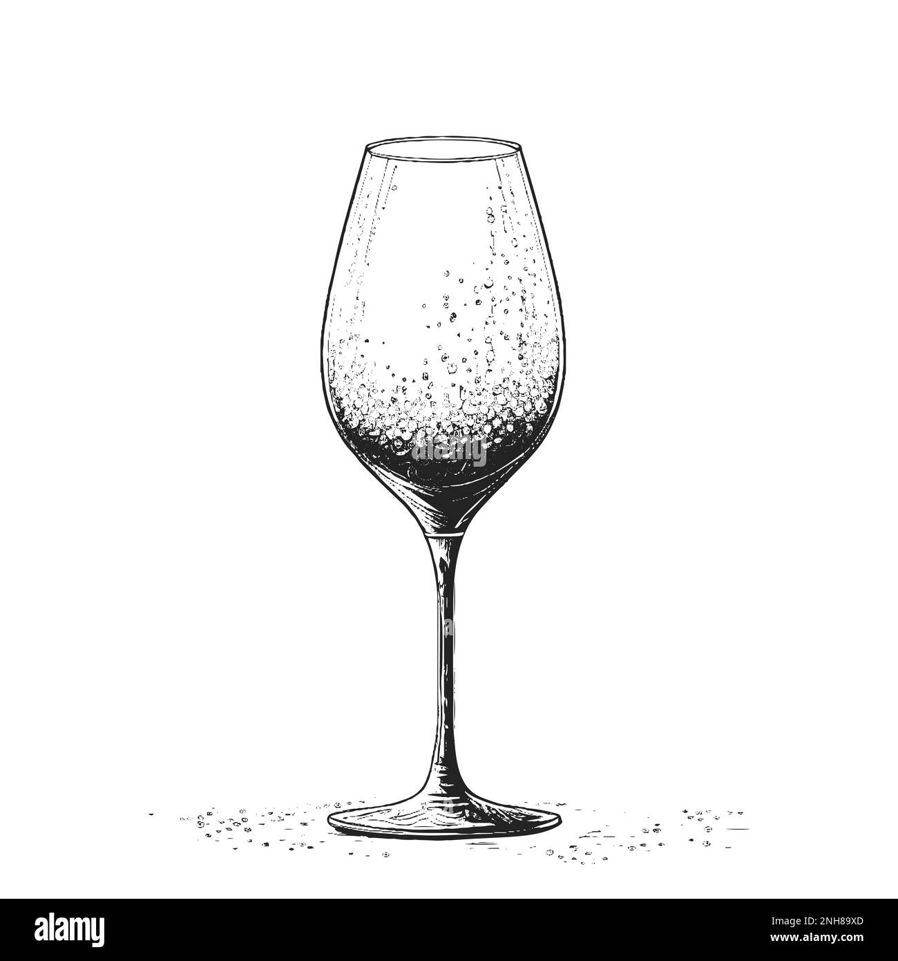 Illustration vectorielle vintage avec flûte à champagne dessinée à la main. Eléments isolés sur blanc pour le menu de barre. Illustration de Vecteur