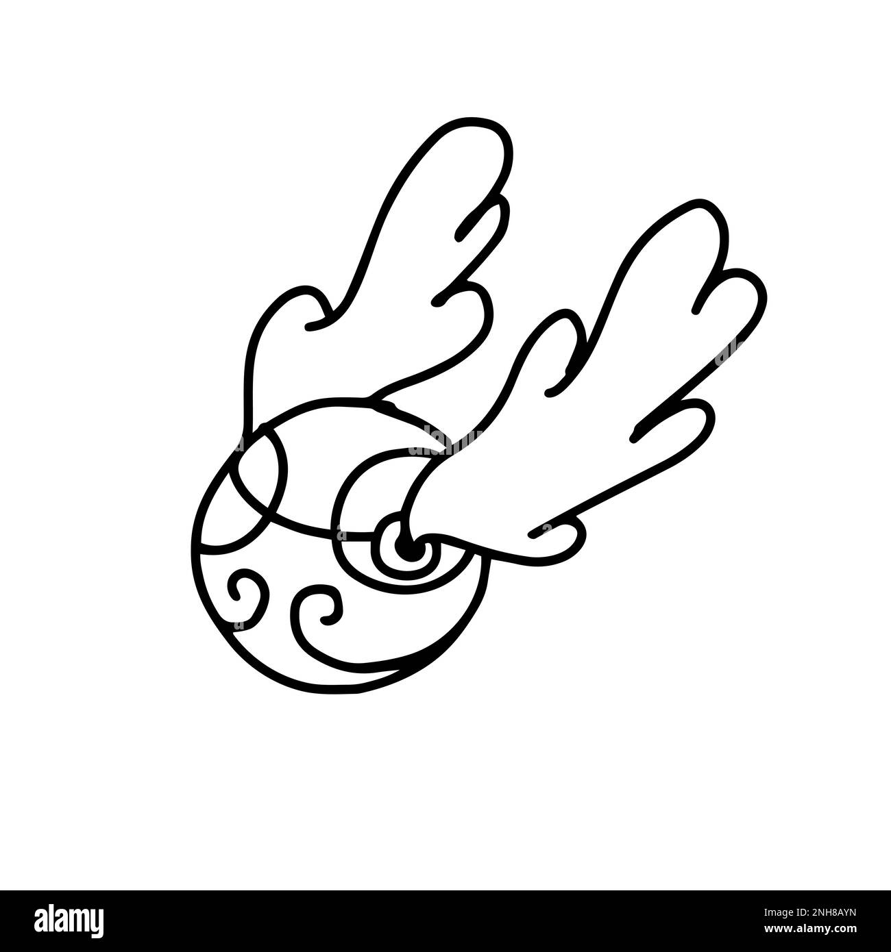 Snich du Harry Potter. Illustration vectorielle de style « doodle » avec contour isolée sur fond blanc. Illustration de Vecteur