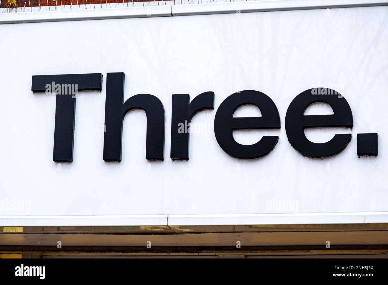 Trois signes de réseau de téléphone mobile Royaume-Uni Banque D'Images