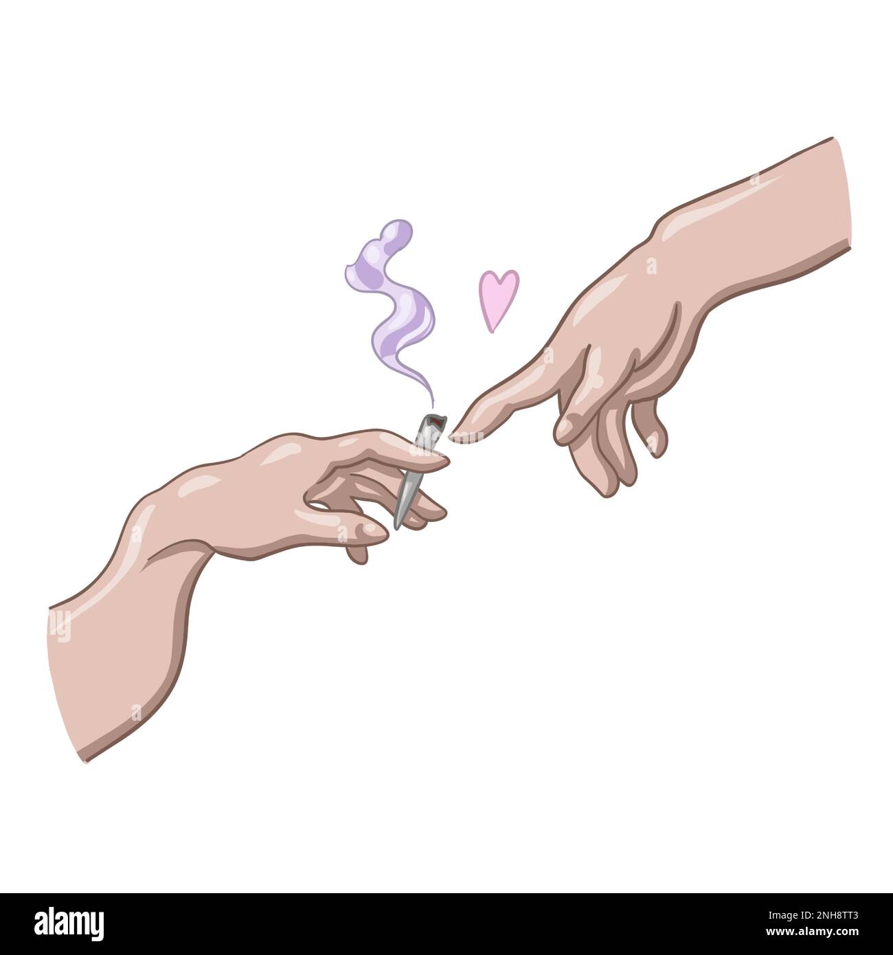 Les mains de cannabis de Michel-Ange. pipe à fumer avec de la marijuana. légaliser le vecteur de cannabis Illustration de Vecteur