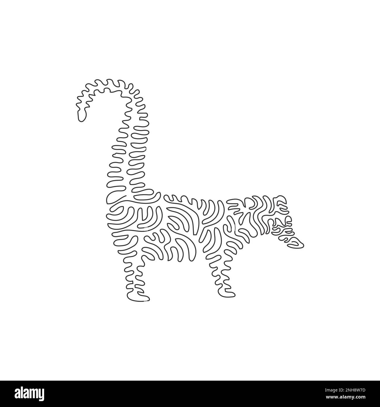 Courbe continue dessin d'une ligne de l'arbre grimpant coiti art abstrait Illustration d'un vecteur de trait modifiable d'une seule ligne de long bec de Coati pour Illustration de Vecteur