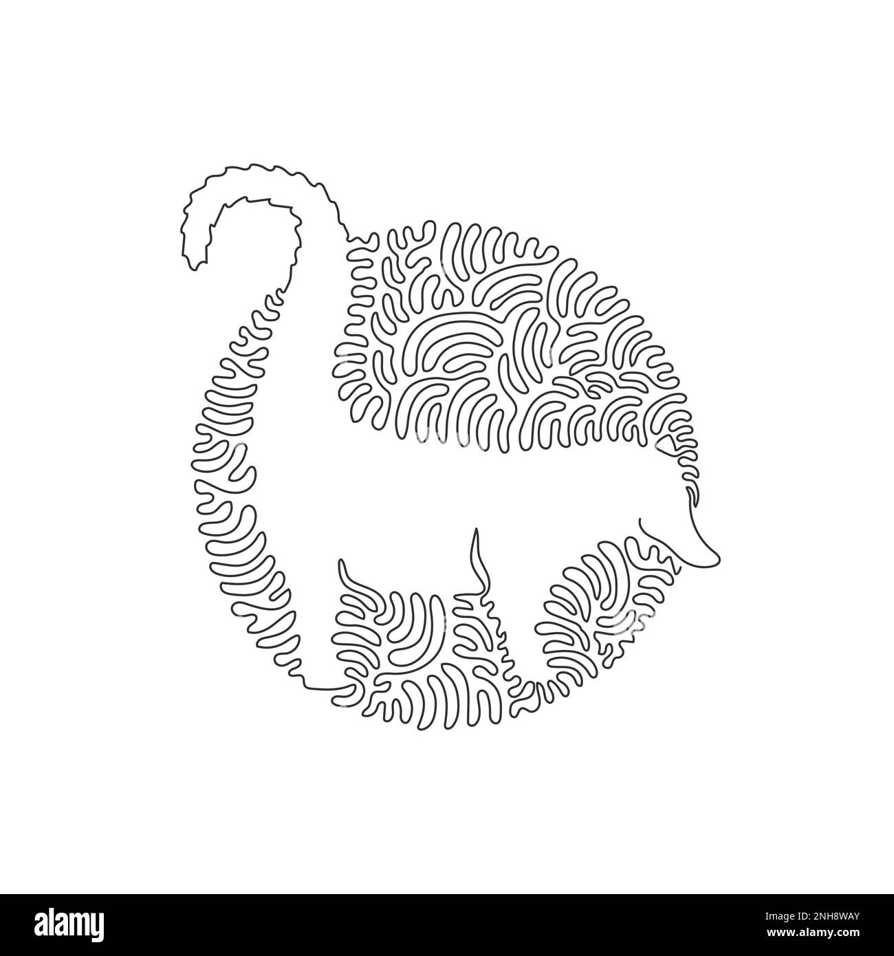 Un seul dessin curly une ligne de l'art abstrait coatimundi mignon Dessin de ligne continue illustration vectorielle de queue de coati étonnamment longue Illustration de Vecteur