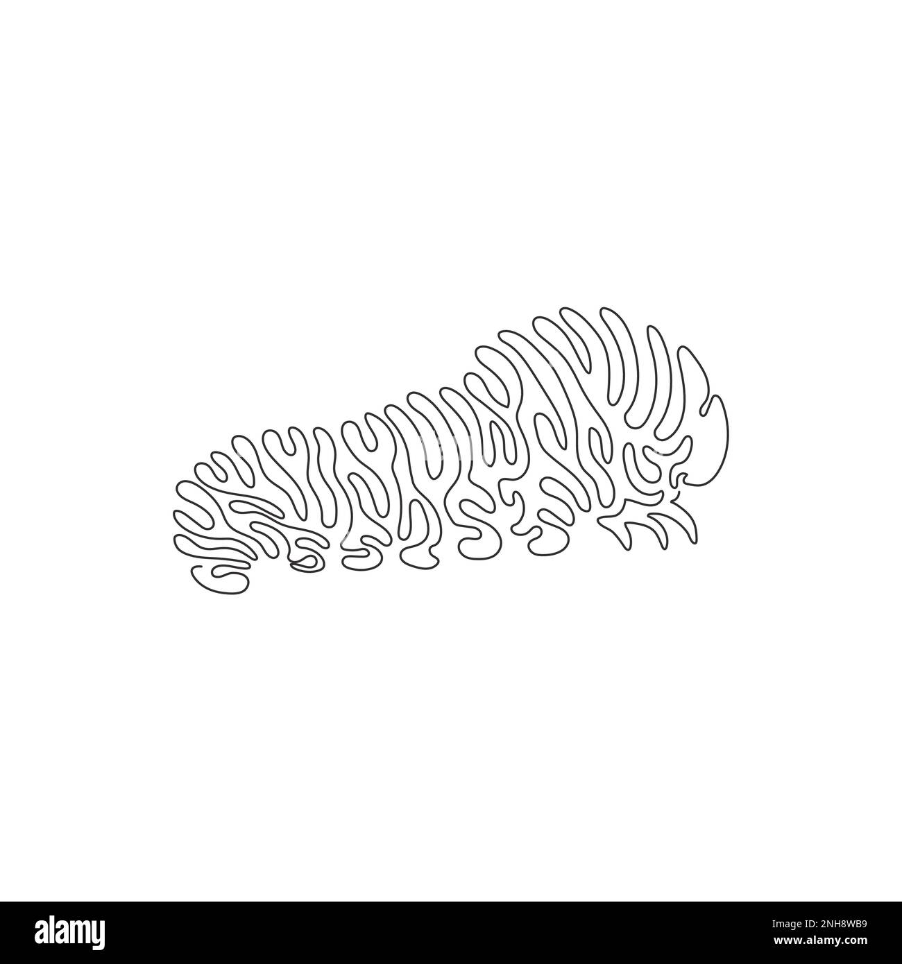 Un seul trait de l'art abstrait caterpillar Ligne continue dessin graphique dessin vectoriel illustration de créature mignonne colorée Illustration de Vecteur