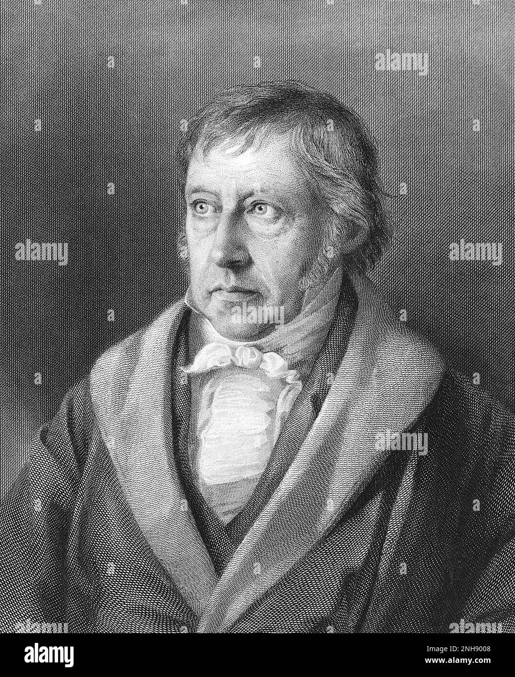 Georg Wilhelm Friedrich Hegel (1770-1831), grand philosophe allemand. Gravure de Lazarus Gottlieb Sichling (1812-1863). Banque D'Images