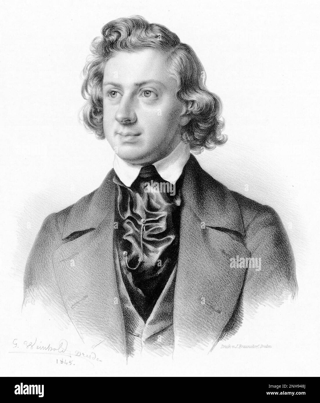Niels Wilhelm Gade (1817-1890) est un compositeur, chef d'orchestre, violoniste et organiste danois. Gravure par Johann Georg Weinhold (1813-1880) de 1845. /n/n Banque D'Images
