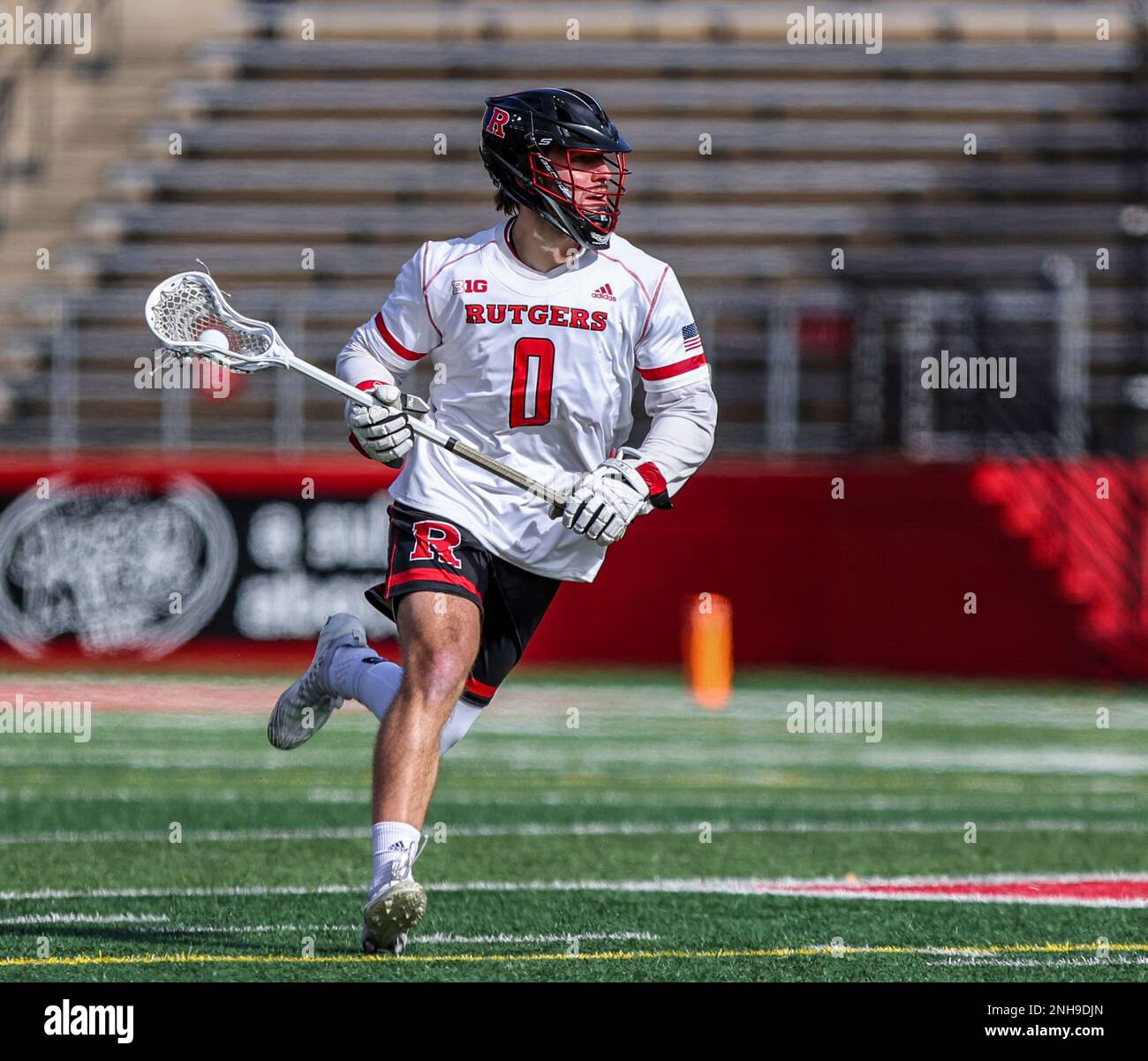 February 04, 2023: Rutgers midfielder David Sprock (0) during a NCAA Mens Lacrosse season opening game between the Marist Red Foxes and the Rutgers Scarlet Knights at SHI Stadium in Piscataway, N.J.. Mike Langish/Cal Sport Media. (Credit Image: © Mike Langish/CSM via ZUMA Press Wire) (Cal Sport Media via AP Images) Banque D'Images
