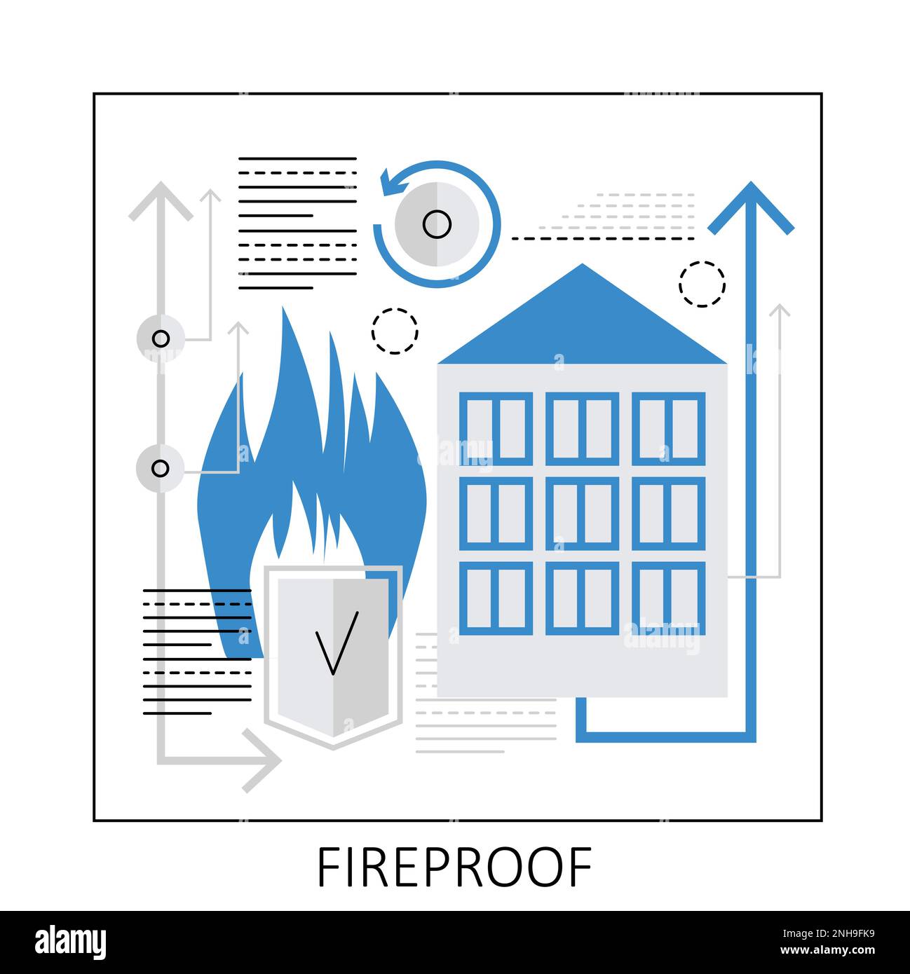 Construction résistante au feu. Immobilier résistant au feu, illustration de vecteur de bâtiment sûr Illustration de Vecteur