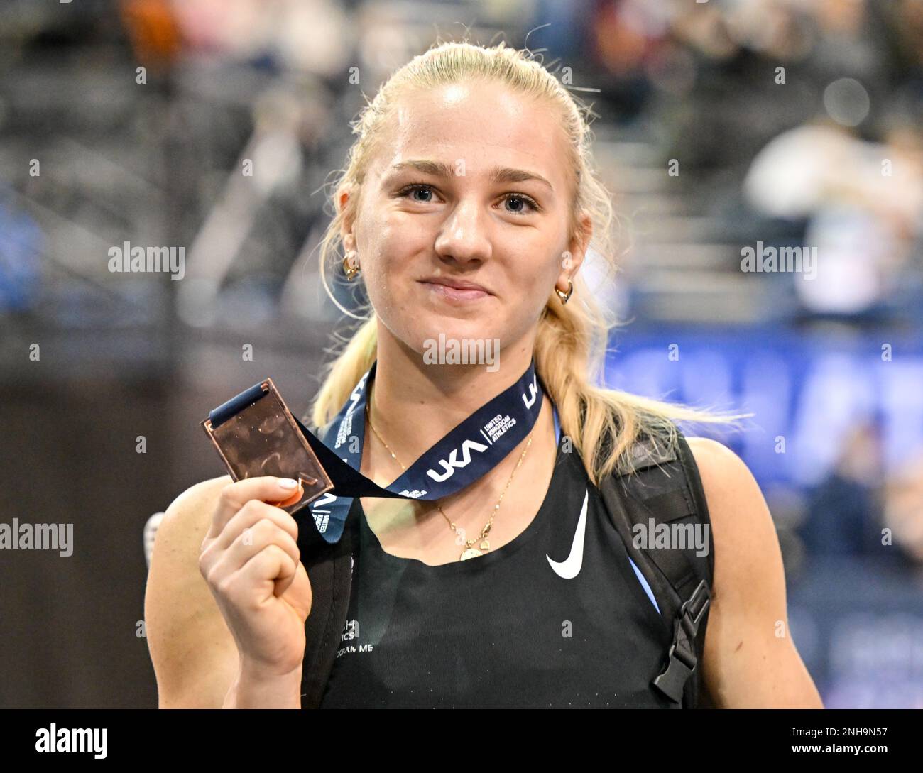 Birmingham, Royaume-Uni, 19 février 2023. Jodie SMITH, de Windsor Slough Eton & Hounslow AC, termine troisième au Womens long Jump à l'Indo britannique Athletics Banque D'Images