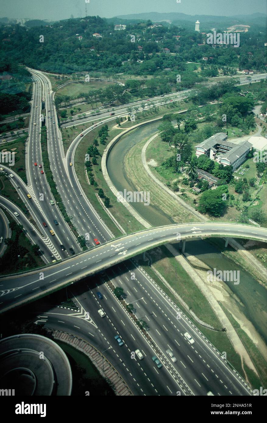 Malaisie. Kuala Lumpur. Vue aérienne de l'autoroute. Banque D'Images