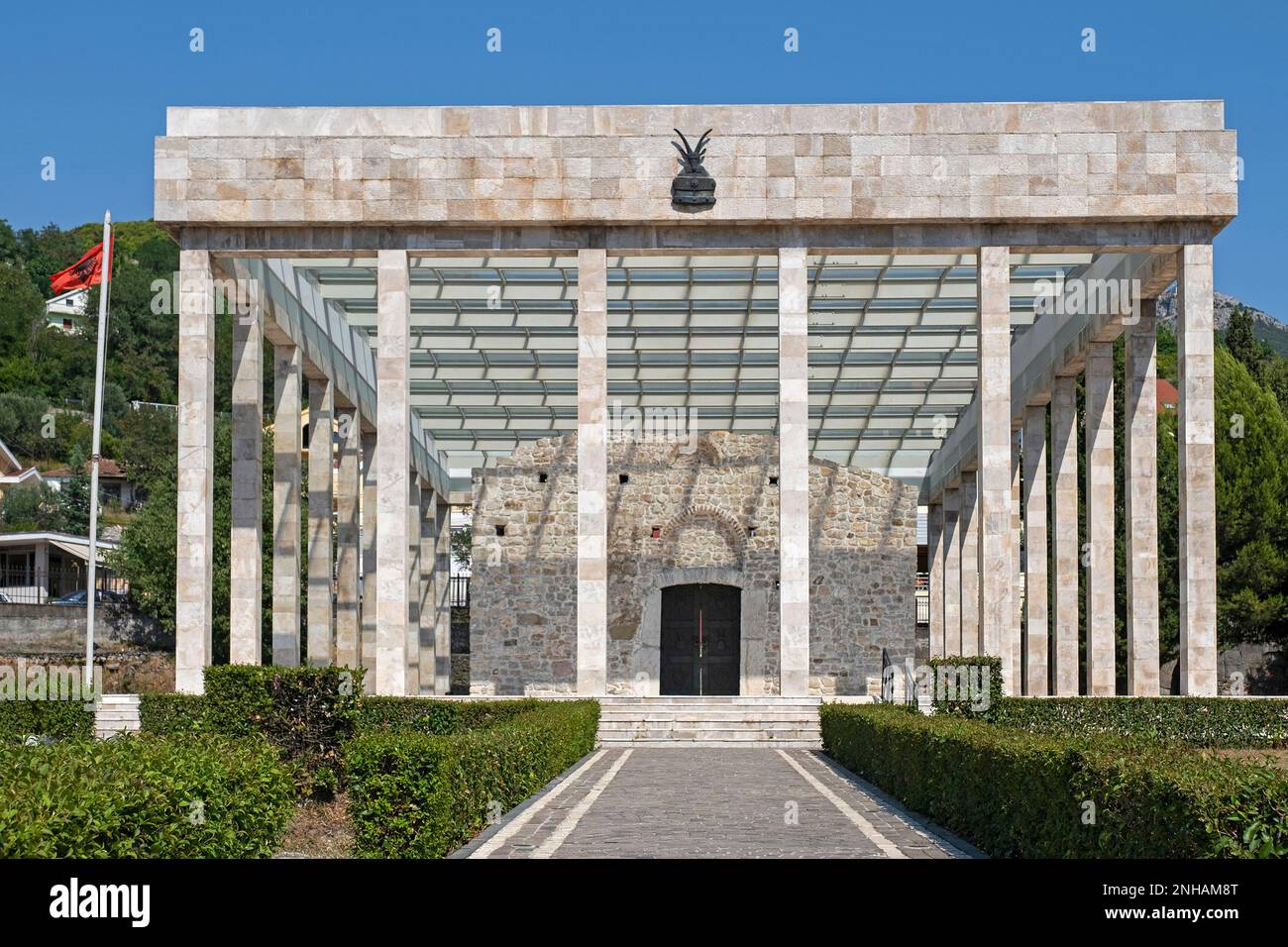 Mausolée / Mémorial de Skanderbeg, seigneur féodal albanais et commandant militaire en chef de la Ligue de Lezhë, Albanie Banque D'Images