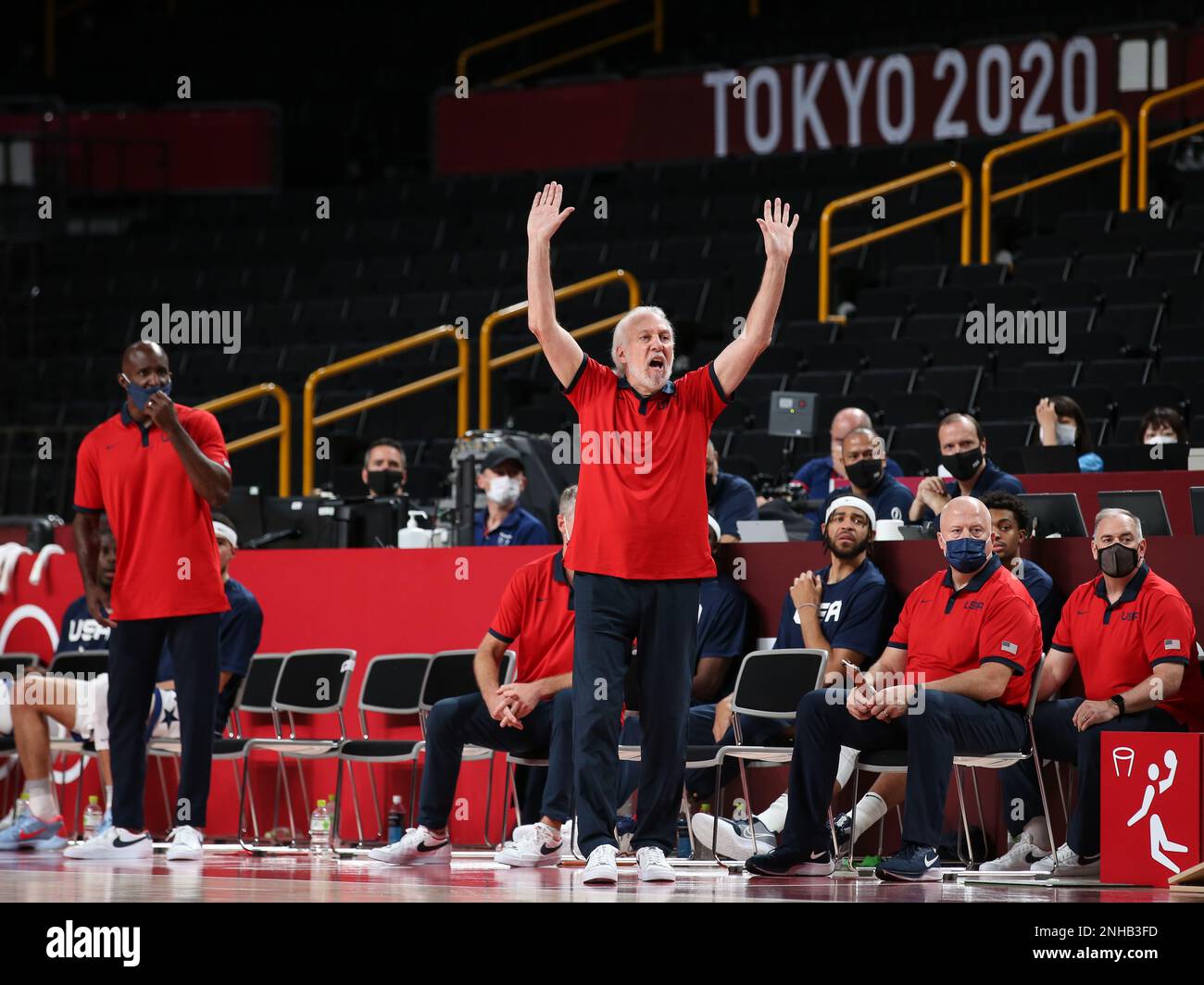 7 AOÛT 2021 : l'entraîneur-chef Gregg Popovich des États-Unis à la finale masculine de basket-ball entre les États-Unis et la France aux Jeux Olympiques de Tokyo 2020 (photo de Mickael Chavet/RX) Banque D'Images