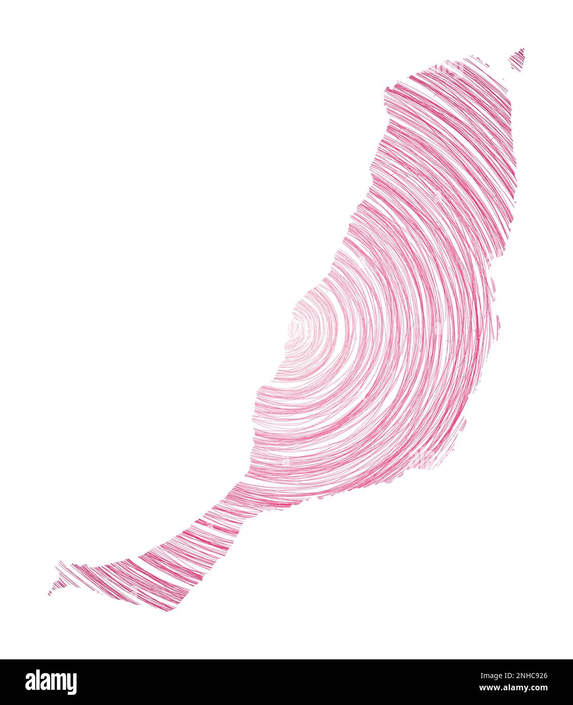 Carte de Fuerteventura remplie de cercles concentriques. Cercles de style d'esquisse en forme d'îlot. Illustration vectorielle. Illustration de Vecteur