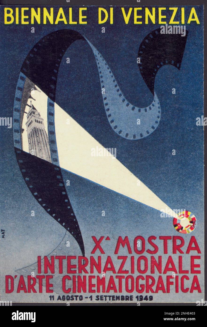 1949 , Italie : affiche publicitaire BIENNALE DI VENEZIA X MOSTRA INTERNAZIONALE d' ARTE CINEMATOGRAFICA - FESTIVAL CINEMATOGRAFICO - ANNI QUARANTA - 40's - '40 - cogà - manifeste pubbliciario - grafica - graphique - Venise - ITALIA --- Archivio GBB Banque D'Images