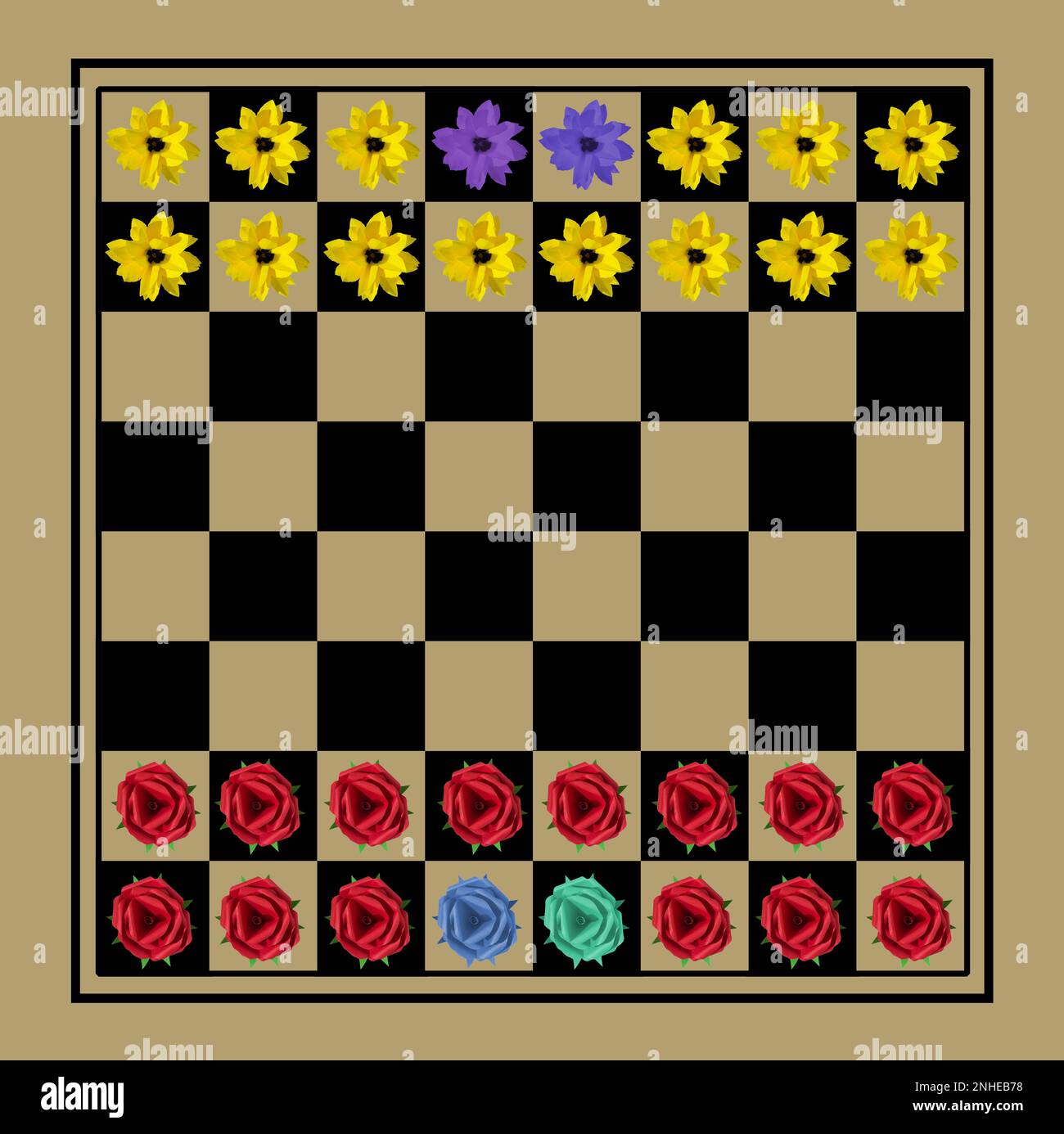 jeu d'échecs spring flowers, création artistique Banque D'Images