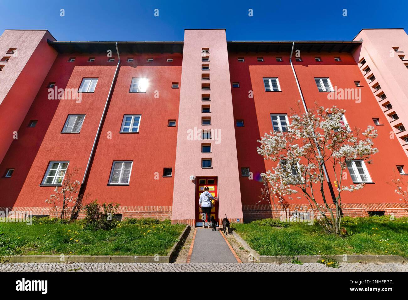 Immeuble résidentiel, Fritz-Reuter-Allee, Hufeisensiedlung, Britz, Neukoelln, Berlin, Allemagne Banque D'Images