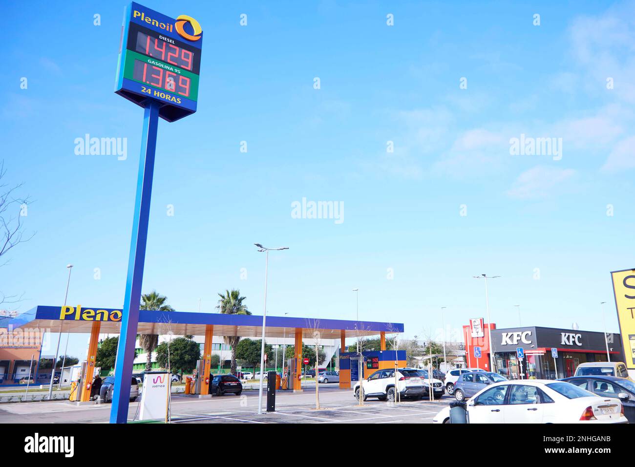 Detail of a gas station sign with fuel prices after the removal of the