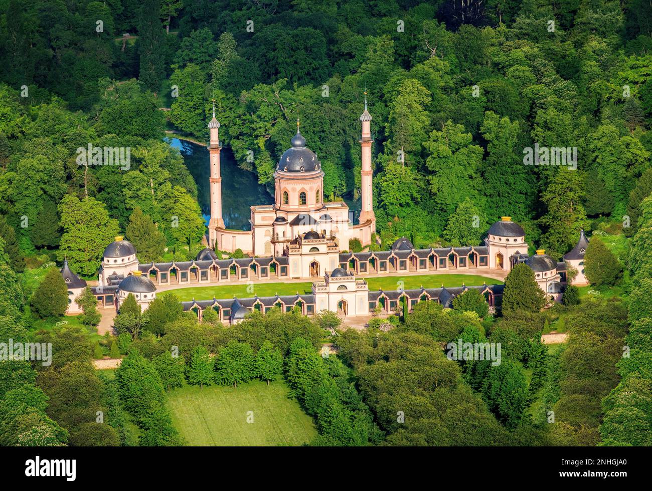 Moschee Schwetzingen, vue aérienne Bade-Wurtemberg Allemagne Banque D'Images