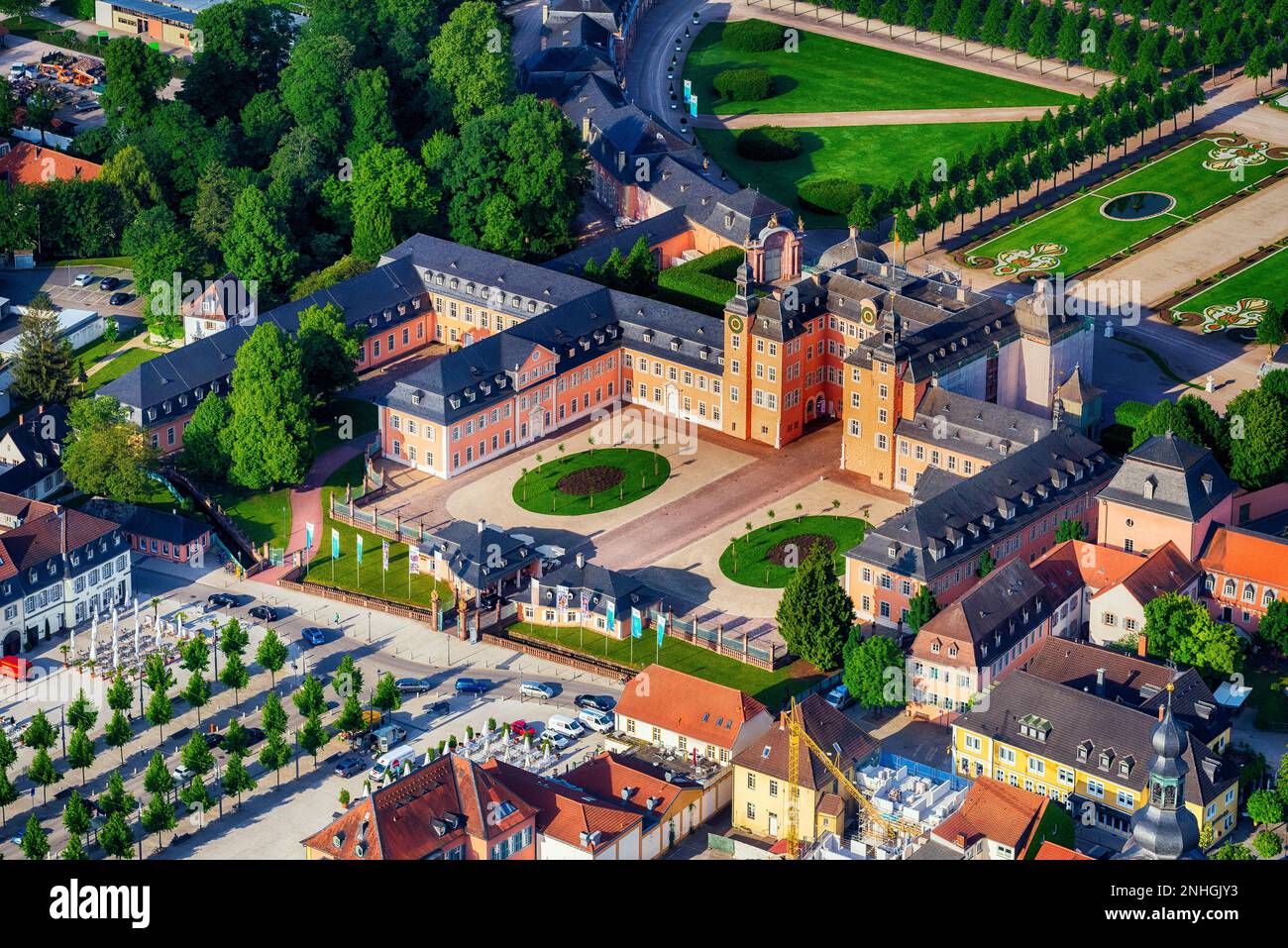 Schlossgarten Schwetzingen, vue aérienne Bade-Wurtemberg Allemagne Banque D'Images