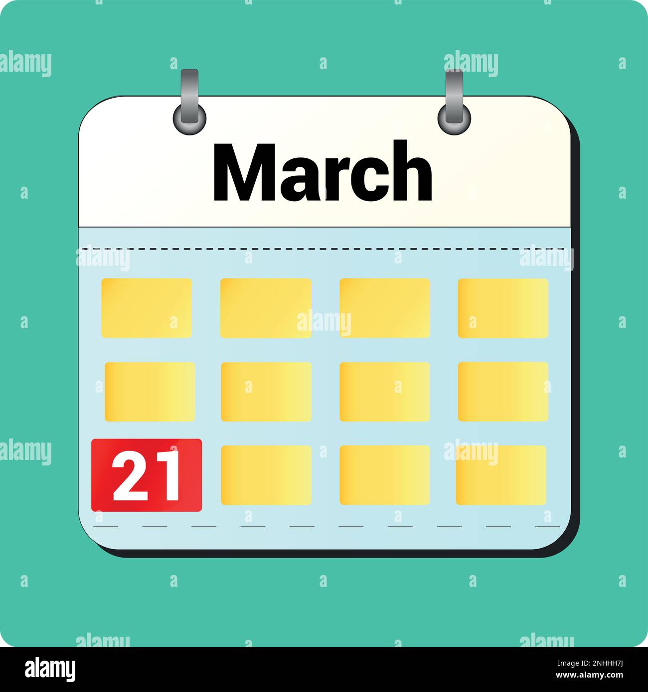 Dessin vectoriel de calendrier, date 21 mars sur la page Illustration de Vecteur