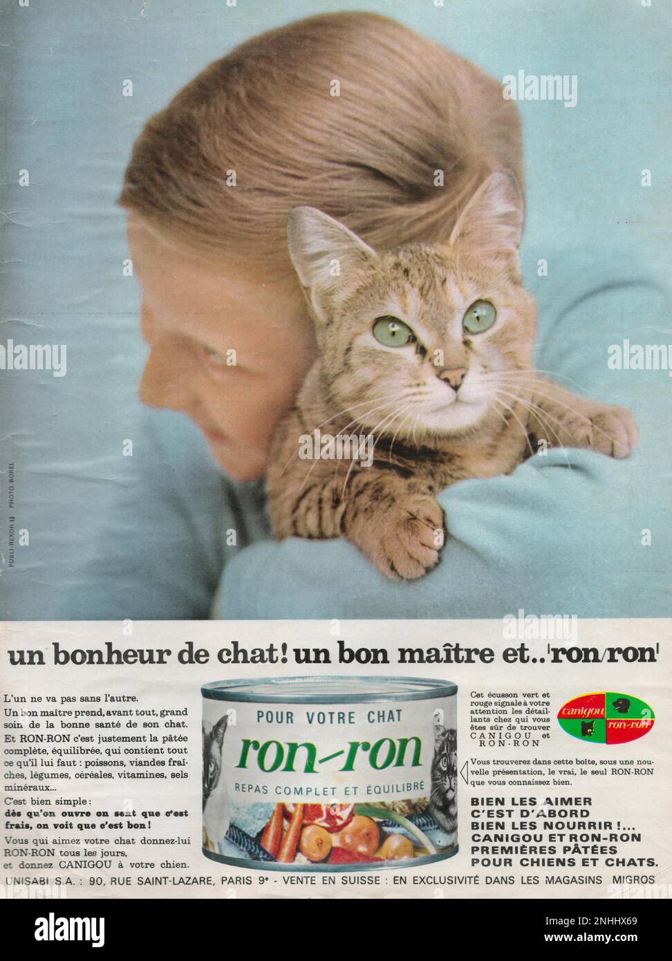 Ron Ron Ron chat nourriture vintage publicité française Ron Ron pour voir Chat Banque D'Images