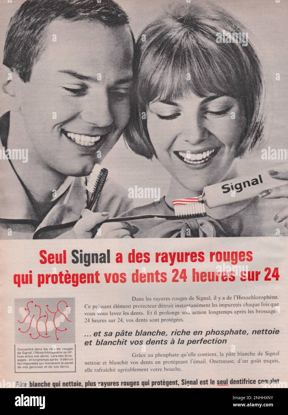 Signal dentifrice magazine français publicité signal dentifrice magazine commercial 1960s Banque D'Images