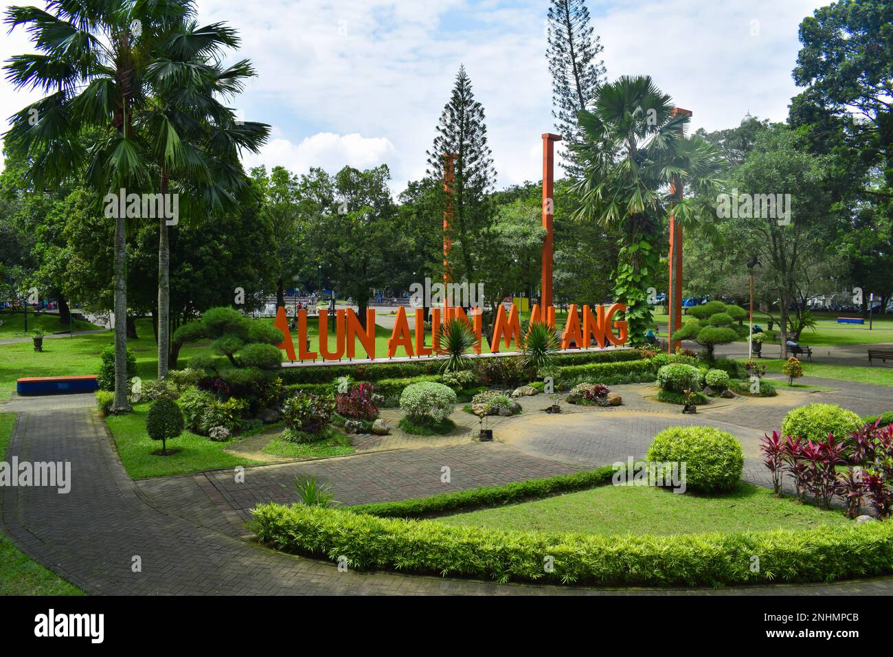 Tourisme emblématique de Malang. Place de la ville de Malang le matin Banque D'Images