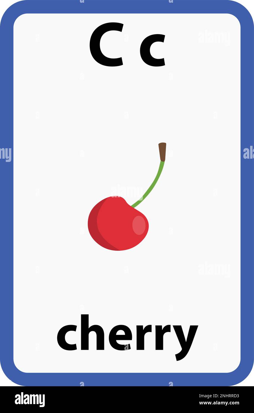 Flashcard alphabétique pour les enfants avec la lettre c de la cerise Illustration de Vecteur