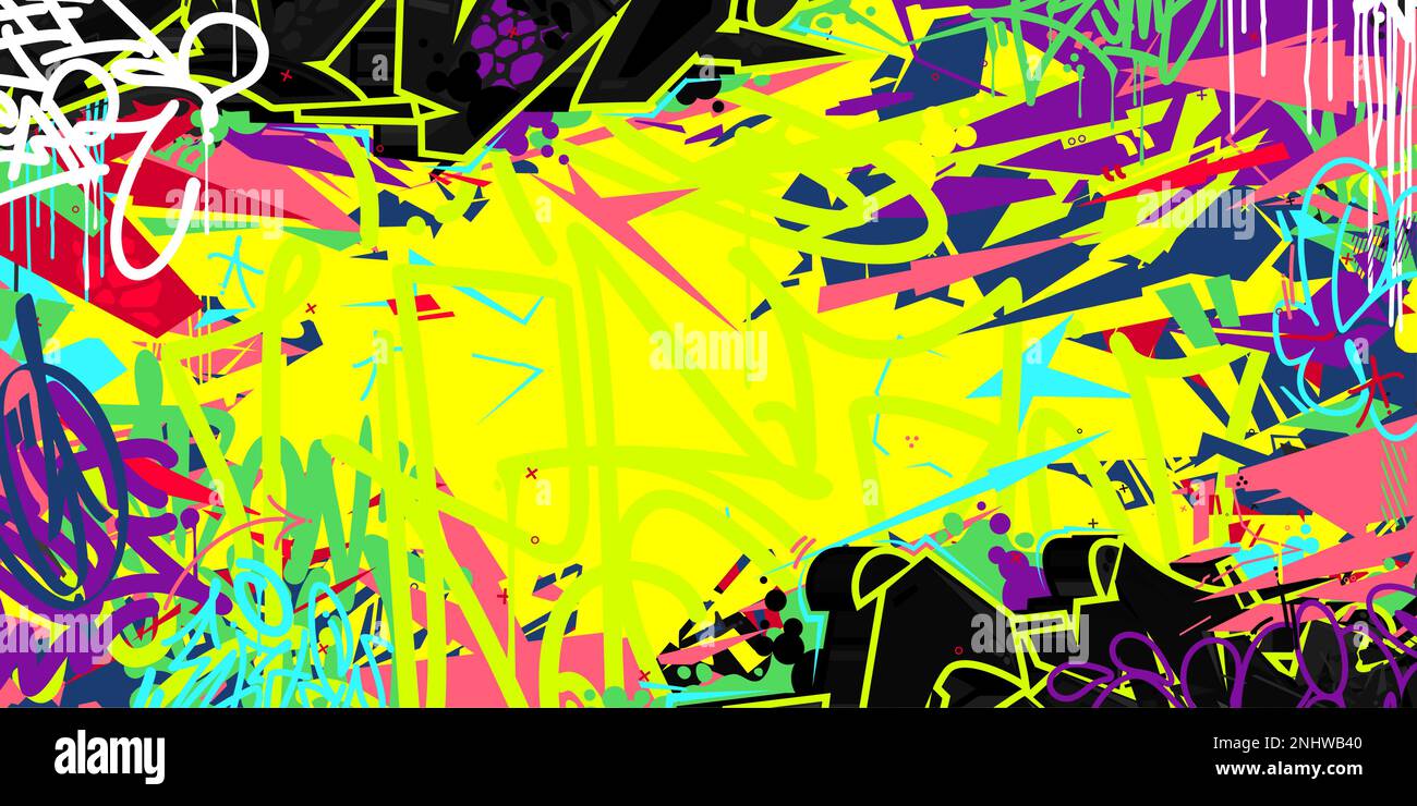 Modèle d'arrière-plan d'illustrations vectorielles style Graffiti Art urbain abstrait et coloré tendance Illustration de Vecteur