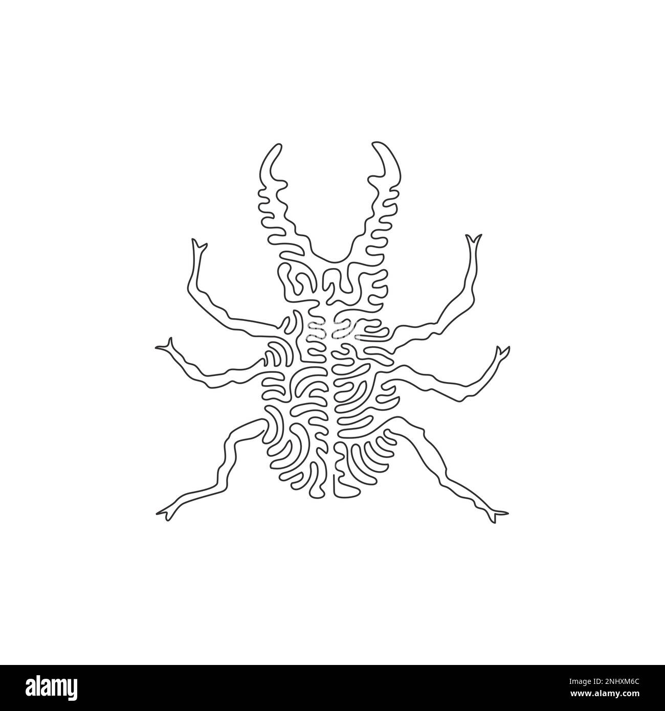 Courbe continue dessin d'une ligne d'ailes de coléoptère dures art abstrait Illustration vectorielle d'un seul trait modifiable d'un coléoptère agricole Illustration de Vecteur