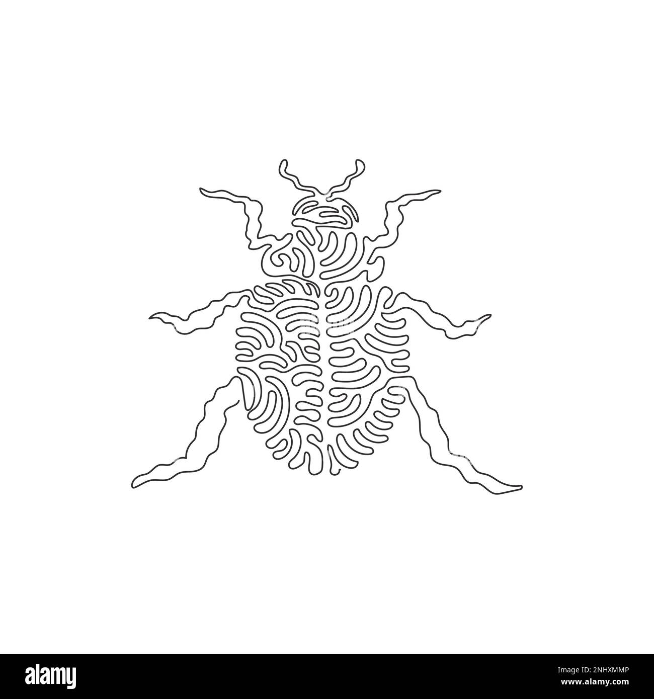 Un seul dessin d'une ligne de l'art abstrait de coléoptère coloré mignon Ligne continue dessin graphique dessin illustration vectorielle du coléoptère avec aile pliée Illustration de Vecteur