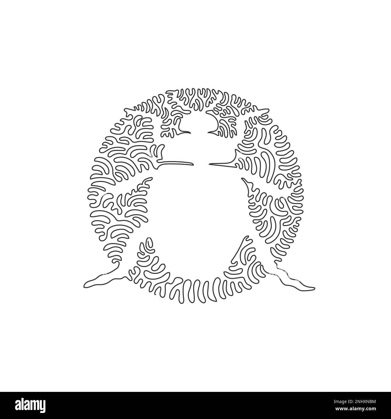 Dessin continu d'une ligne de l'art abstrait du coléoptère exotique en cercle. Illustration d'un vecteur de contour modifiable sur une seule ligne d'ailes de coléoptère dures et épaisses Illustration de Vecteur