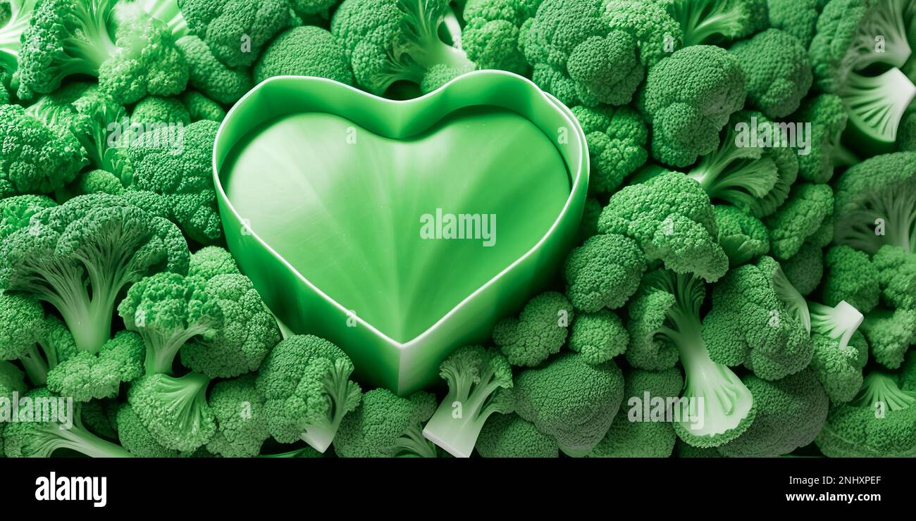 fond de légumes verts. Forme de coeur par les légumes. Concept d'alimentation saine. Légumes verts et feuilles de fond de produits frais du jardin, orga Banque D'Images