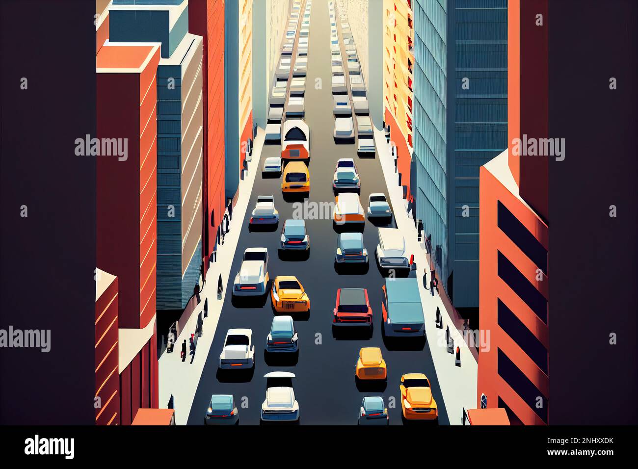 Une rue de la ville remplie de beaucoup de circulation à côté de grands