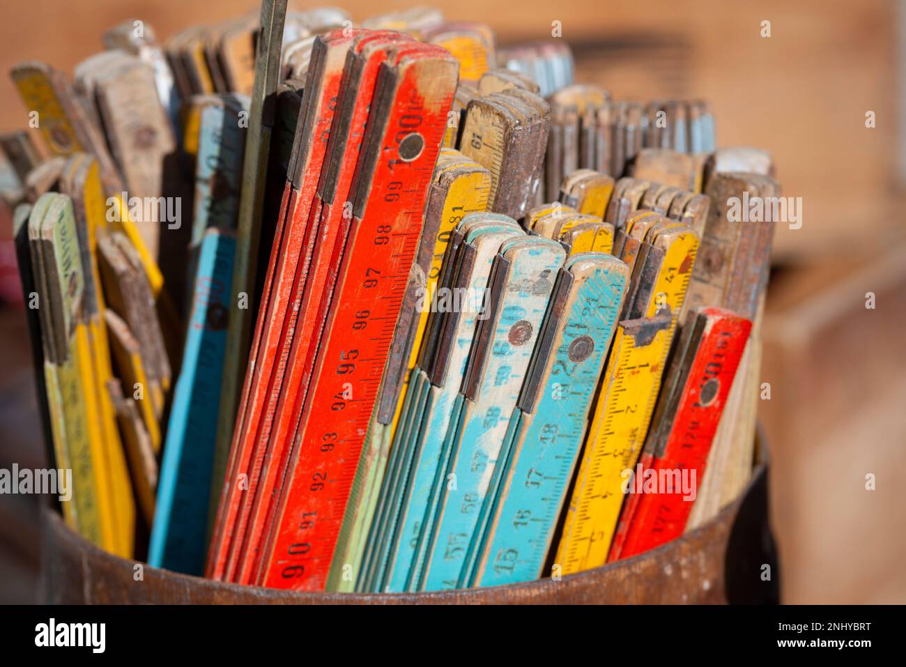 Ancienne jauge en bois Banque D'Images