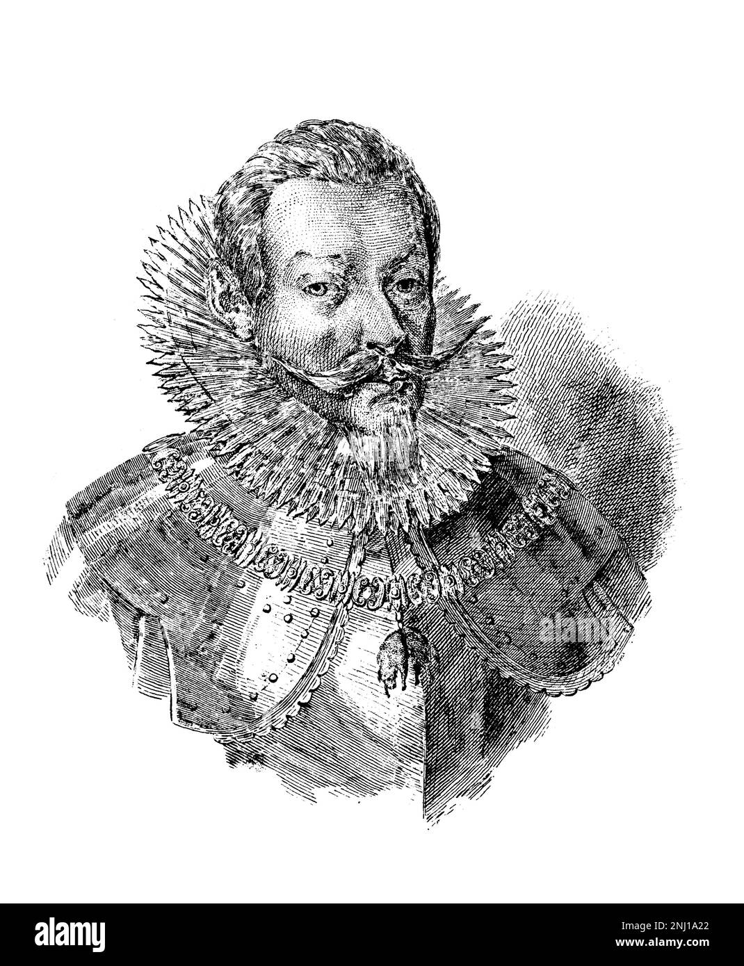 Pologne. Segismundo III Vasa (1566-1632), rey de Polonia y de Suecia. Grabado de 1850. Banque D'Images