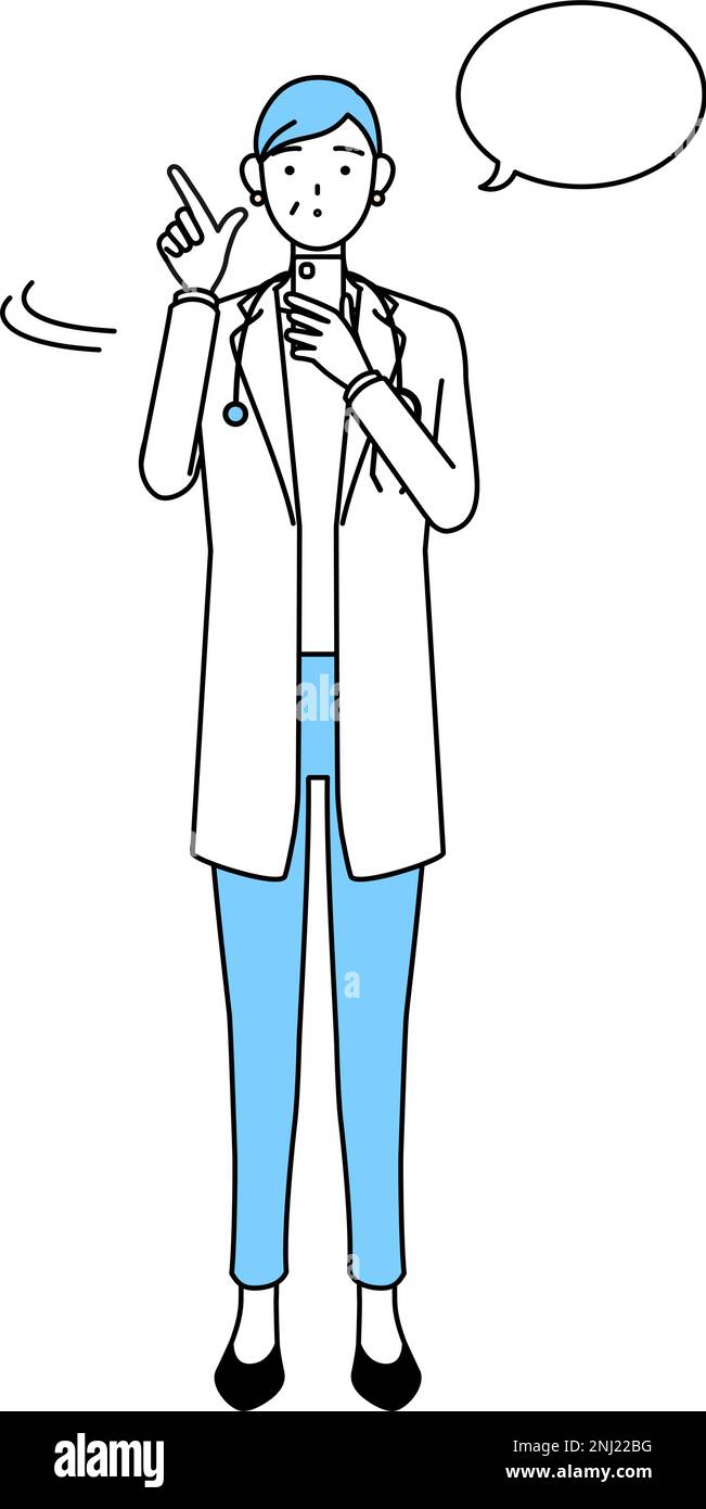 Femme médecin en manteaux blancs avec stéthoscopes, anciens combattants âgés d'âge moyen utilisant un smartphone. Illustration de Vecteur