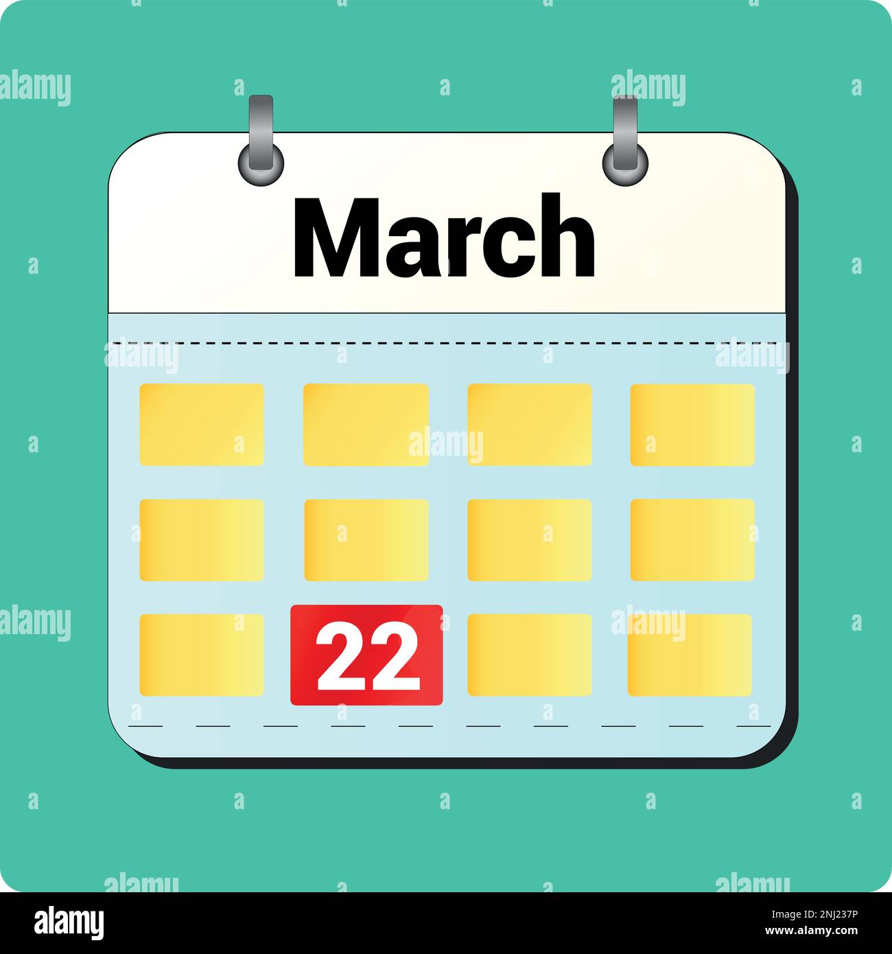 Dessin vectoriel de calendrier, date 22 mars sur la page Illustration de Vecteur