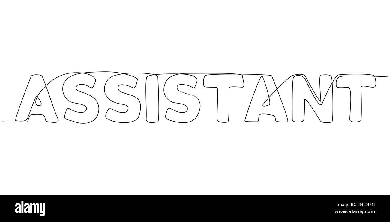 Une ligne continue de mot assistant. Concept de vecteur d'illustration à trait fin. Dessin de contour idées créatives. Illustration de Vecteur
