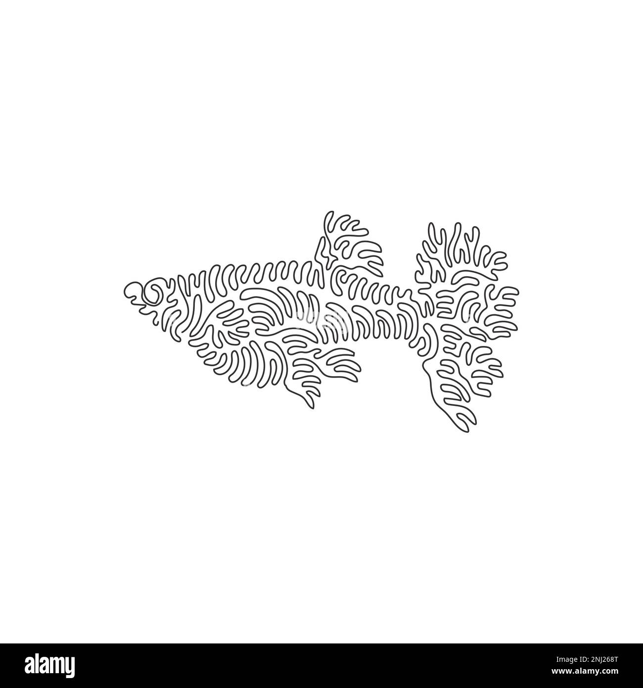 Simple curly une ligne dessin de belle nageoire guppy poisson abstrait art. Dessin de ligne continue dessin graphique illustration vectorielle de tailleurs adorables Illustration de Vecteur