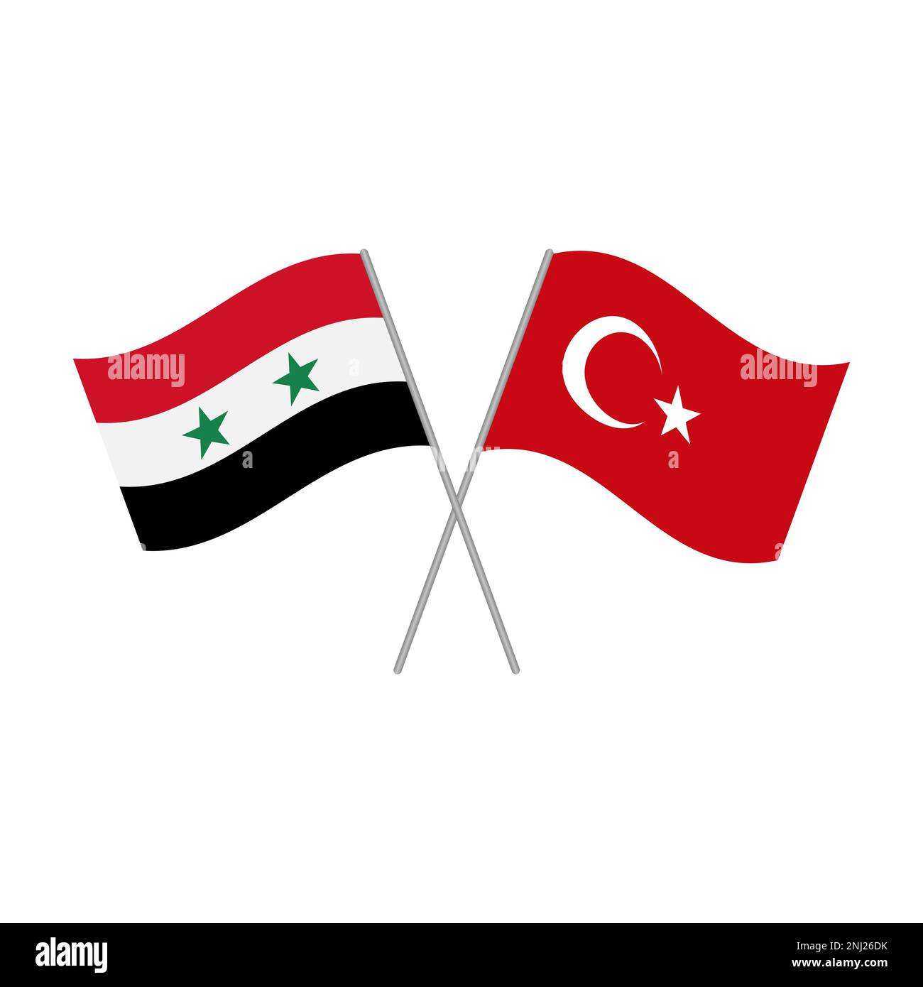 Illustration vectorielle des drapeaux croisés de la Turquie et de la Syrie Illustration de Vecteur