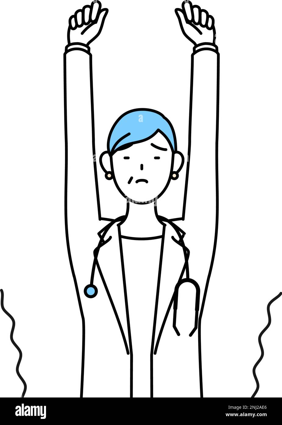 femme médecin avec couche blanche, dessin de ligne simple Illustration de Vecteur