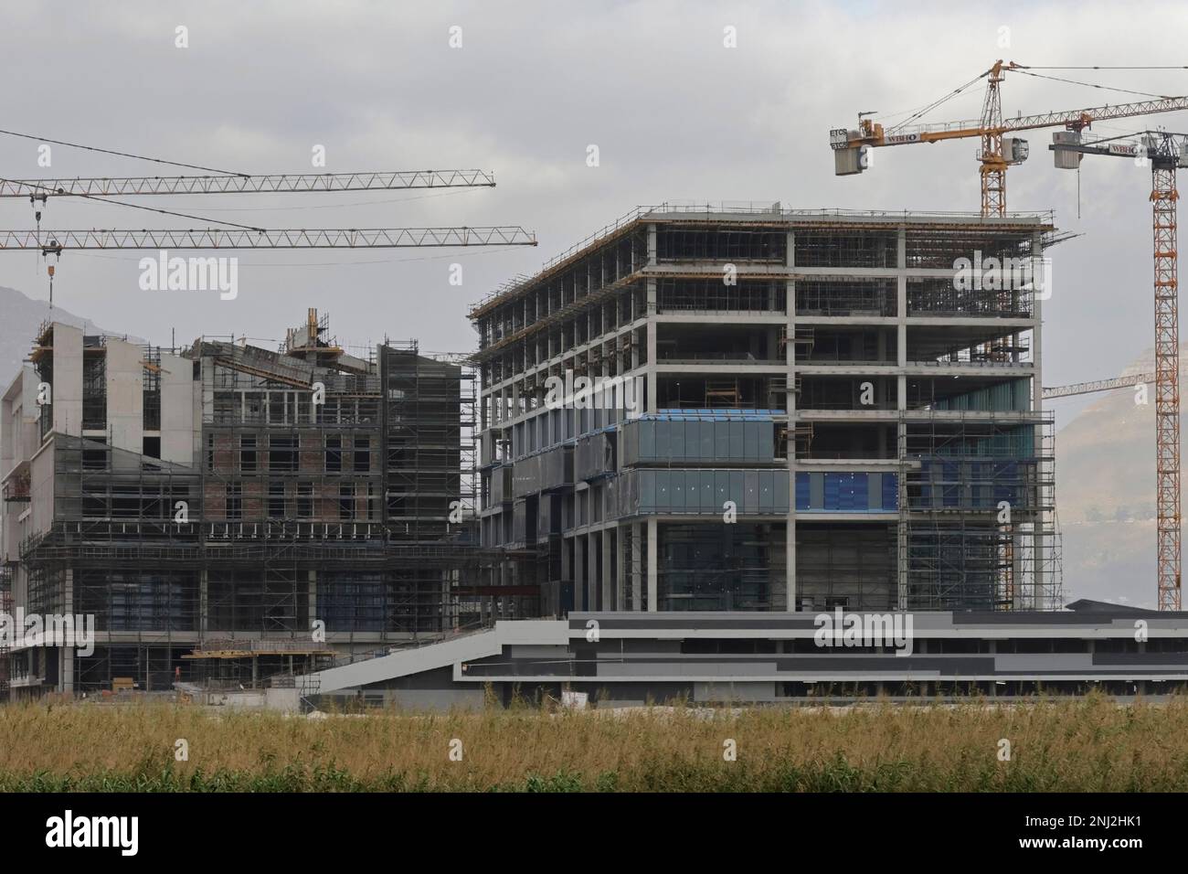 La construction du siège d'Amazon sur le site du River Club à Cape Town, en Afrique du Sud. Banque D'Images