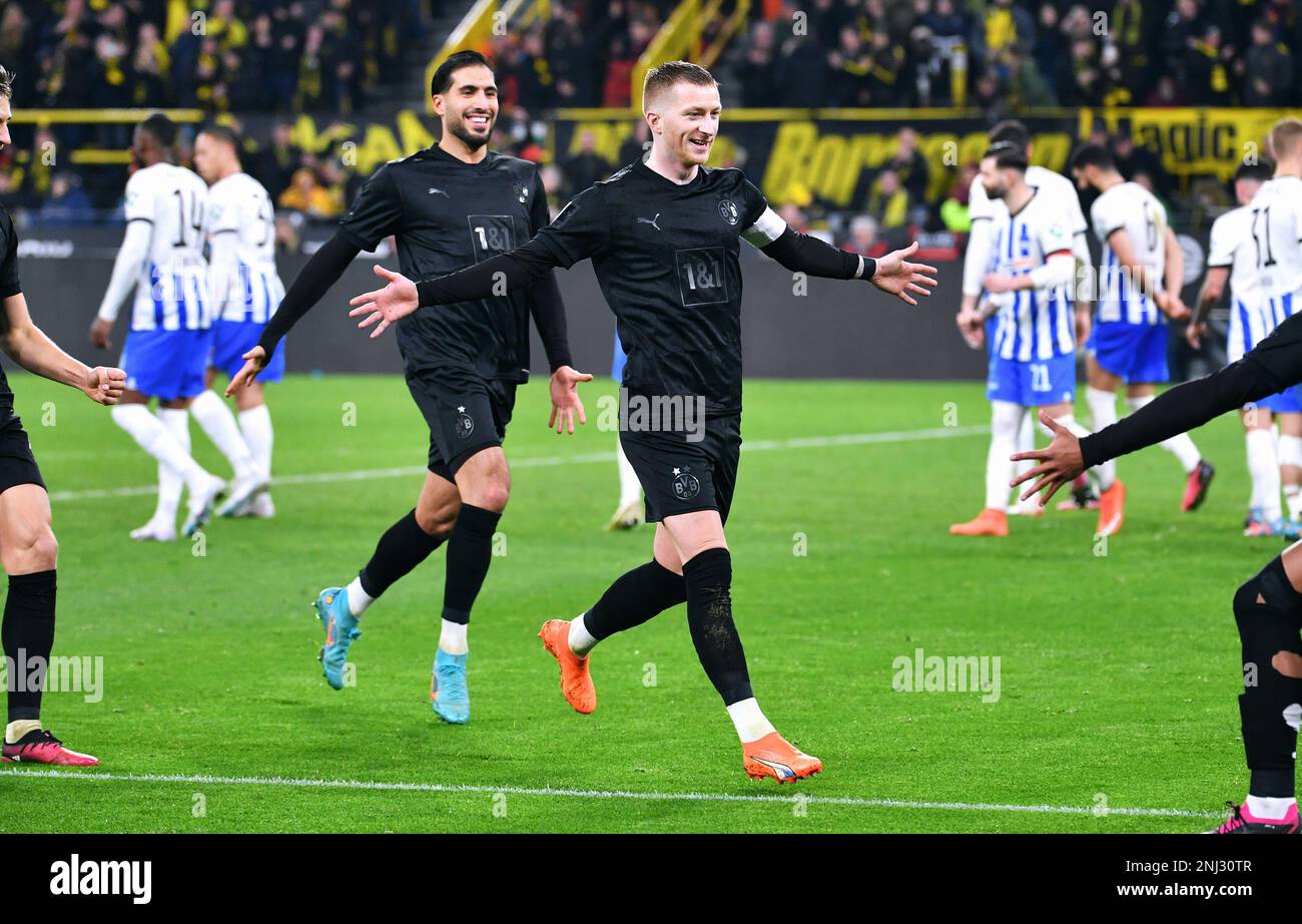 Bundesliga, signal Iduna Park Dortmund: Borussia Dortmund vs Hertha BSC Berlin; Marco Reus (BVB) fête après avoir marqué Banque D'Images