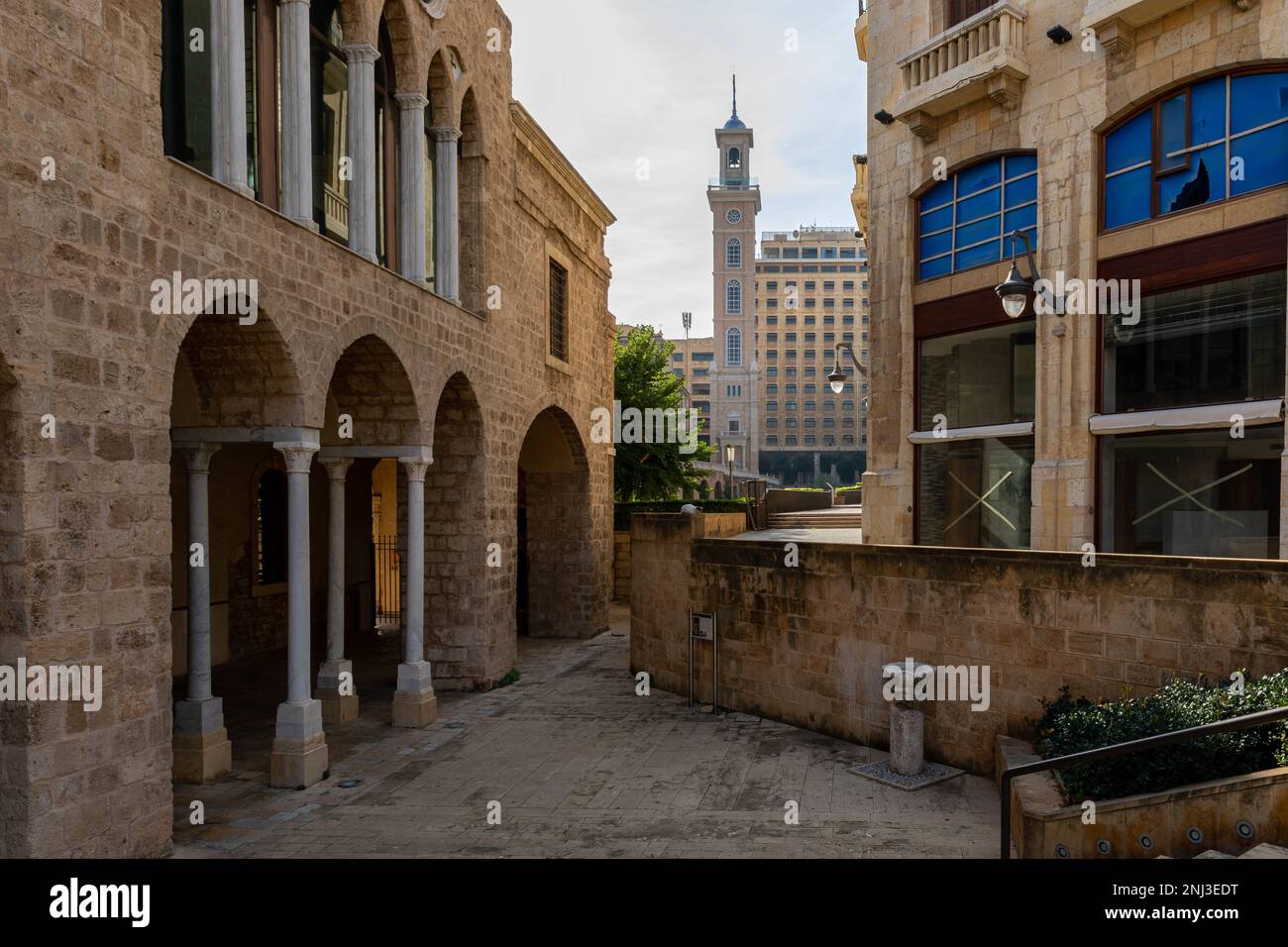 Vue sur la place Nijmeh à Beyrouth. Architecture traditionnelle dans la vieille ville de Beyrouth. Liban. Banque D'Images