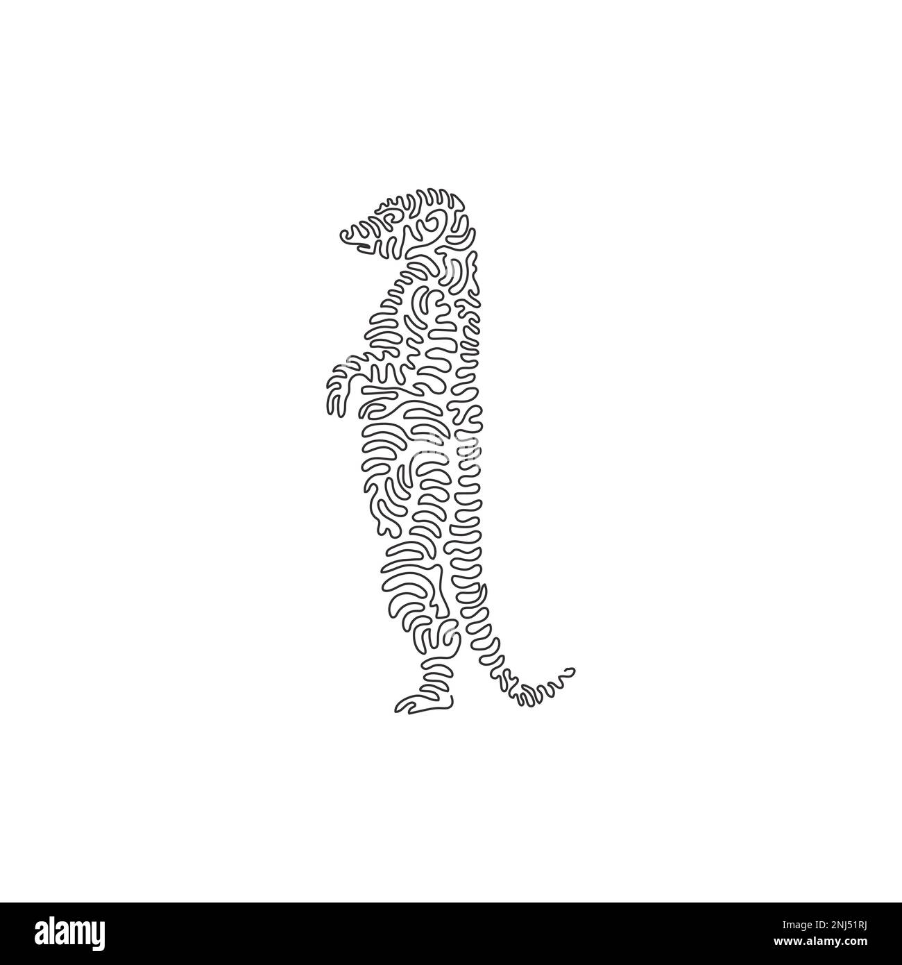 Courbe continue un dessin de ligne de mierkat debout mierkat courbe abstraite art Illustration d'un vecteur de contour modifiable sur une seule ligne de meerkat adorable Illustration de Vecteur