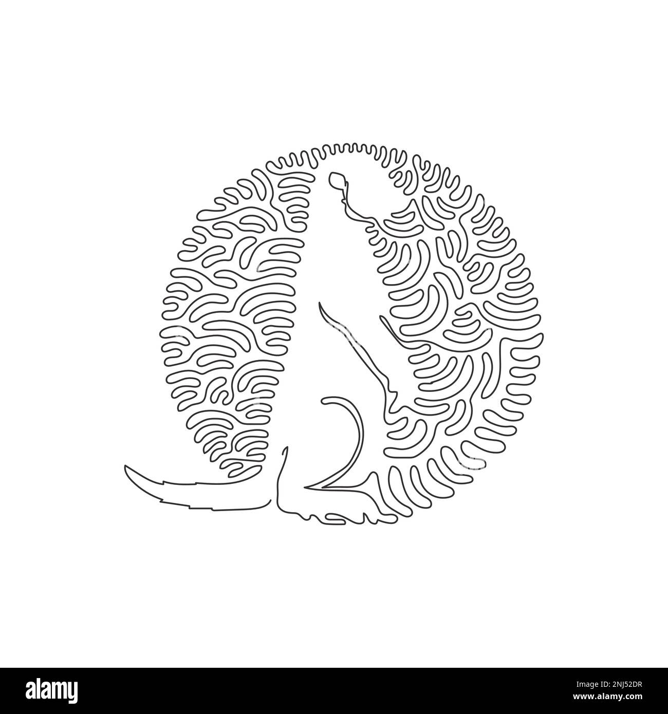 Courbe continue une ligne dessin de l'art abstrait meerkat assis en cercle. Illustration d'un vecteur de trait modifiable d'une seule ligne de la belle meerkat Illustration de Vecteur