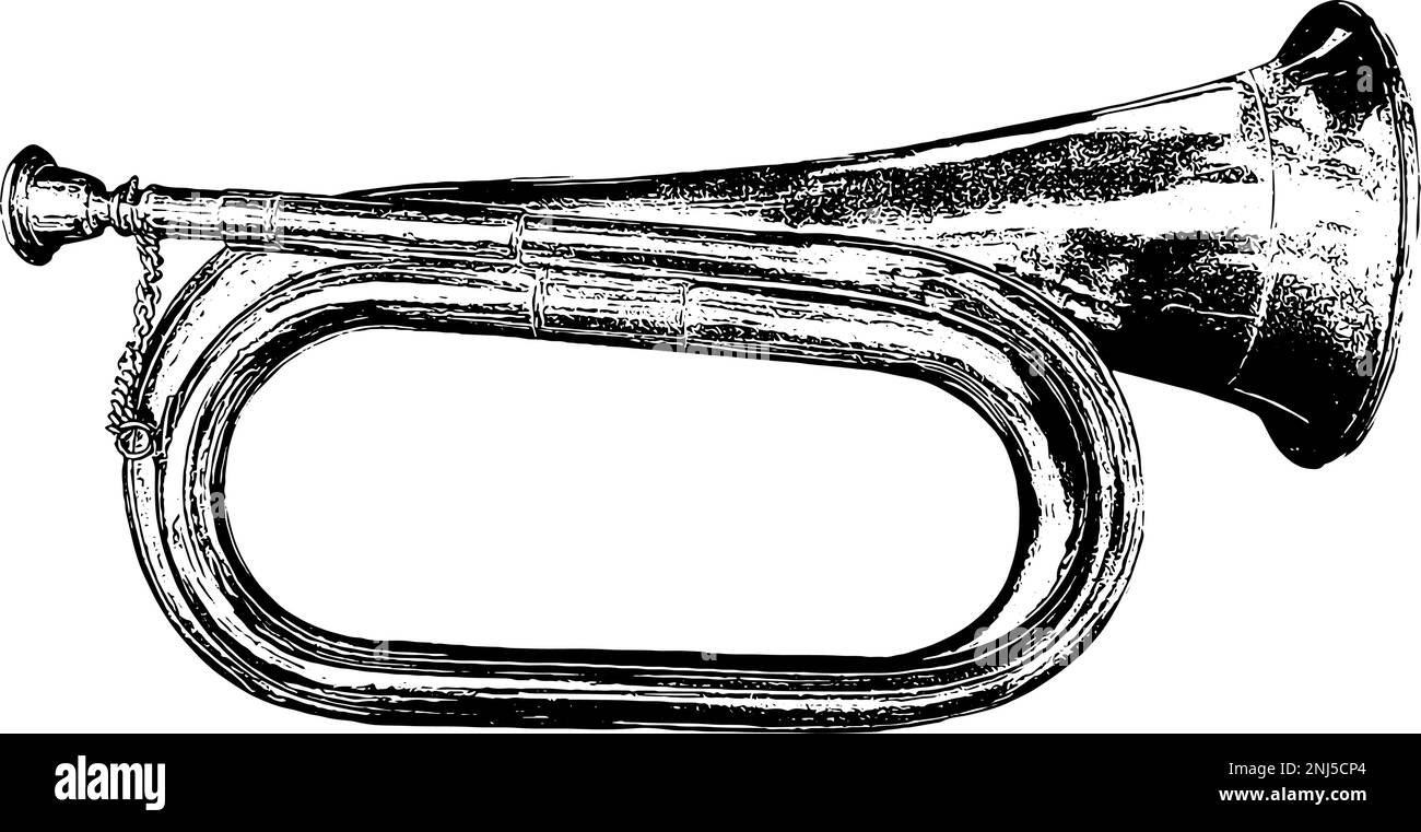 illustration de vecteur d'instrument de musique bugle 2 vintage word war Illustration de Vecteur