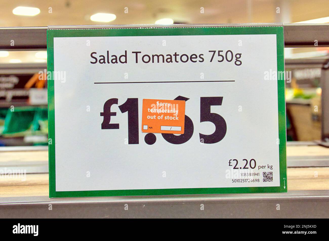 Glasgow, Écosse, Royaume-Uni 22nd février 2023. Morrisons manque de tomates n'a pas vu un fruit ion les étagères. Les étagères les plus vides que j'ai jamais vu crédit Gerard Ferry/Alay Live News Banque D'Images