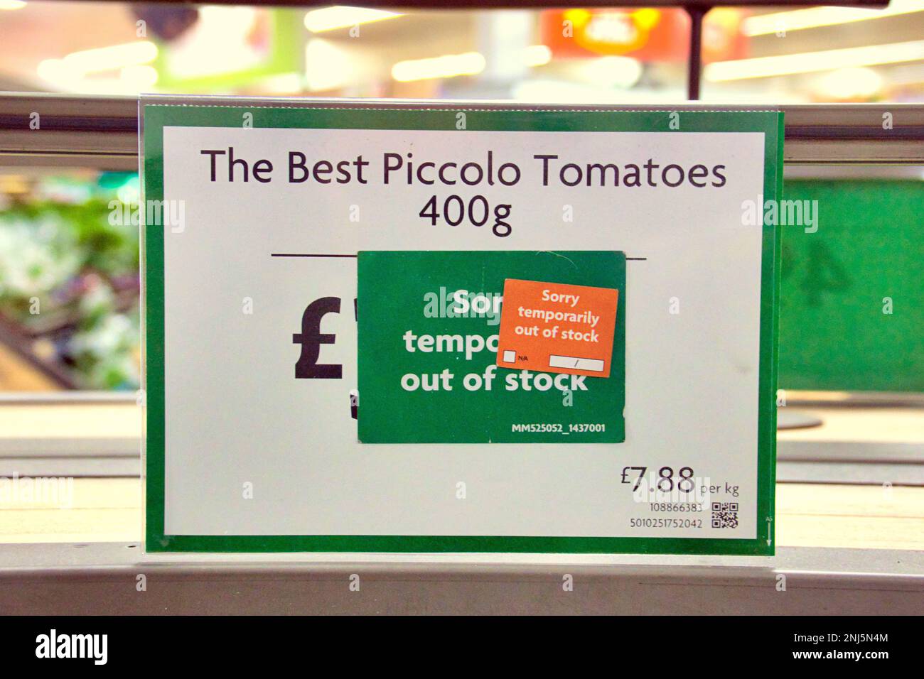 Glasgow, Écosse, Royaume-Uni 22nd février 2023. Morrisons manque de tomates n'a pas vu un fruit ion les étagères. Les étagères les plus vides que j'ai jamais vu crédit Gerard Ferry/Alay Live News Banque D'Images